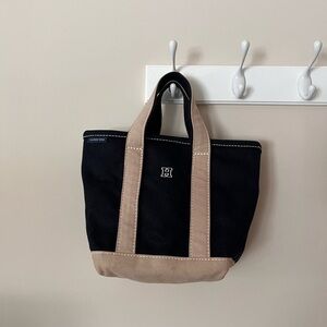 Lands' End Black and Tan Mini Canvas Boat tote